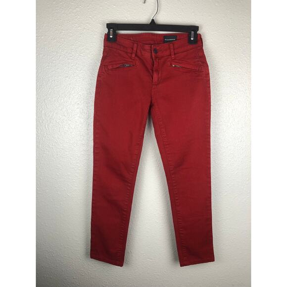 Club Monaco Cropped Red Colored Denim Skinny Jeans - Picture 2 of 7
